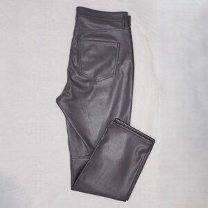 Grey Faux Leather Pants For Ladies